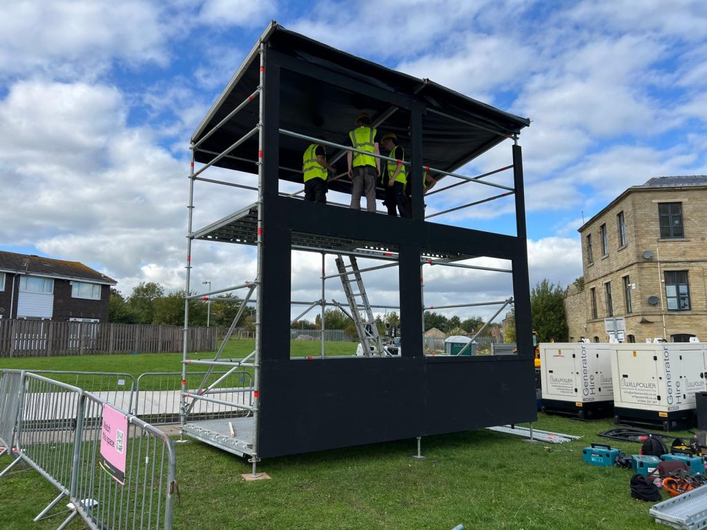 The projection studio setting up the Strike! show at Bradford's city of cultures 2025
