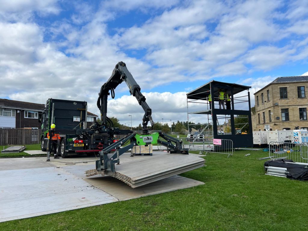 The projection studio setting up the Strike! show at Bradford's city of cultures 2025